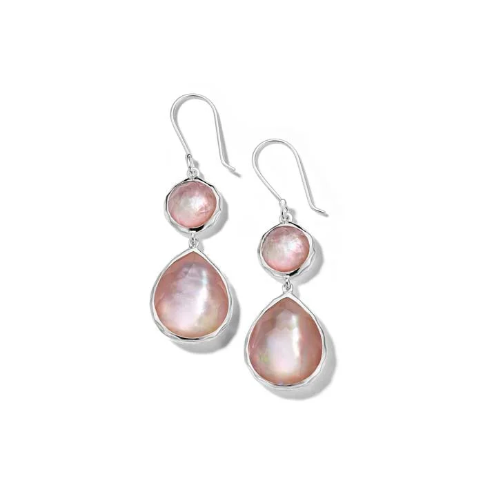 Rose Gold Drop Earrings for Romantic-Ippolita Wonderland Brown Shell Double Drop Earrings in Sterling SIlver