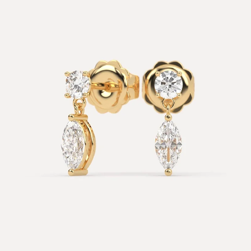 Wedding Drop Earrings for Bridal-1 carat Marquise Diamond Drop Earrings