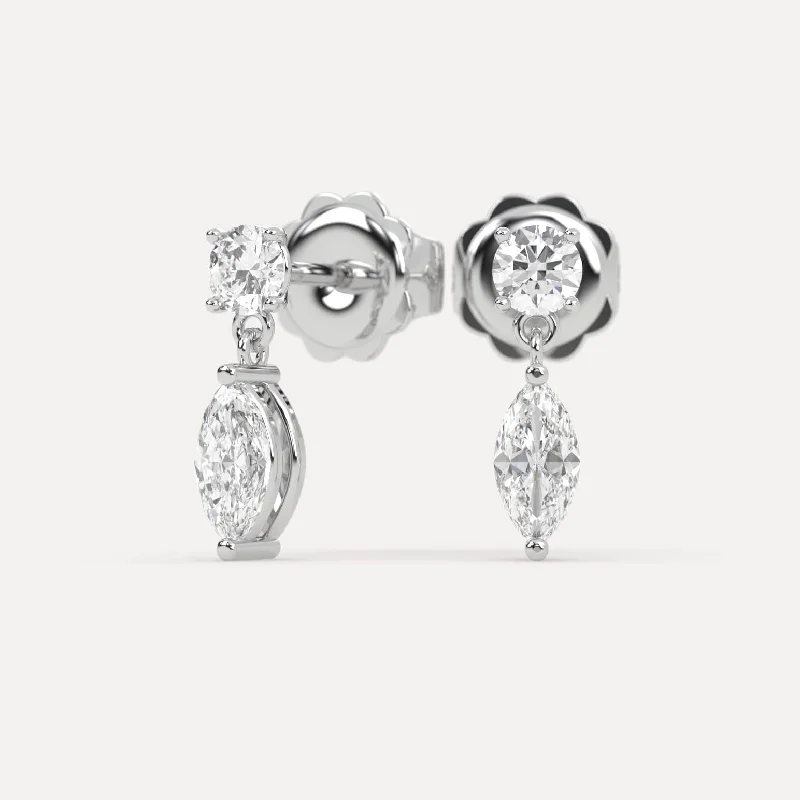 Silver Drop Earrings for Classic-1 carat Marquise Diamond Drop Earrings