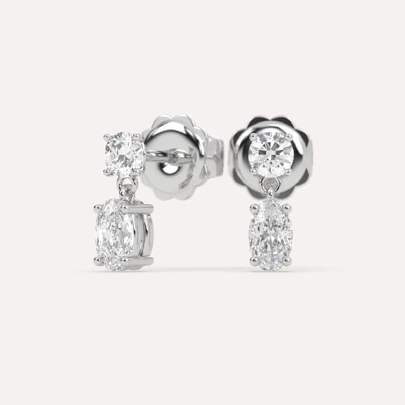 Floral Drop Earrings for Feminine-1 carat Oval Diamond Drop Earrings