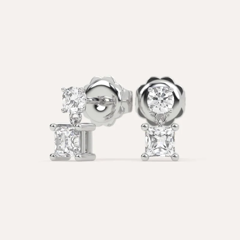 Round Drop Earrings for Traditional-1 carat Princess Diamond Drop Earrings