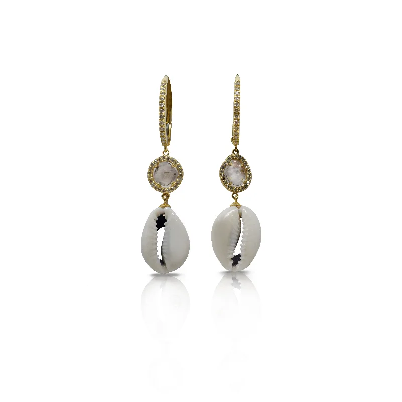 Apatite Drop Earrings for Soft-14k Gold Cowrie Drop Earrings