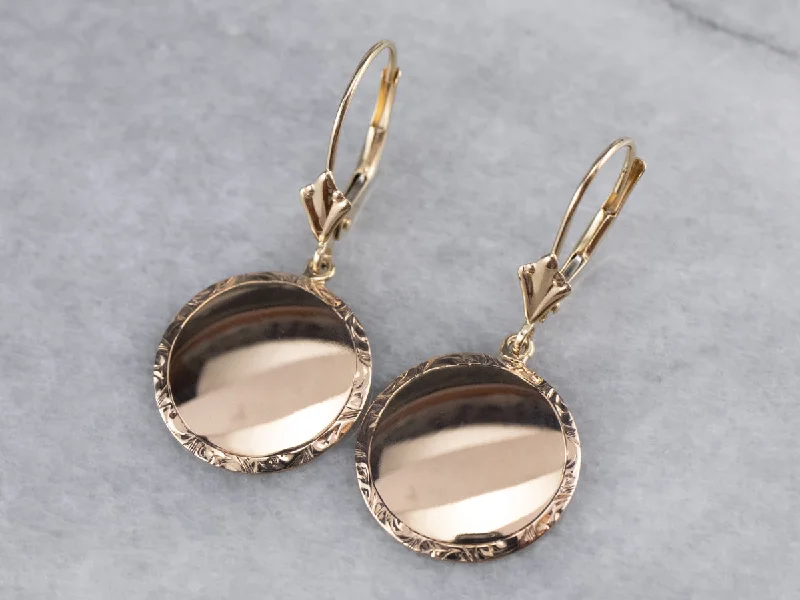 Formal Drop Earrings for Special-14K Gold Disk Drop Earrings