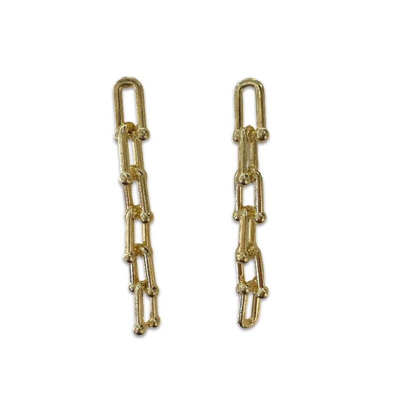 Designer Drop Earrings for High-End-14K Gold Filled Buckle Chain Link Drop Earrings