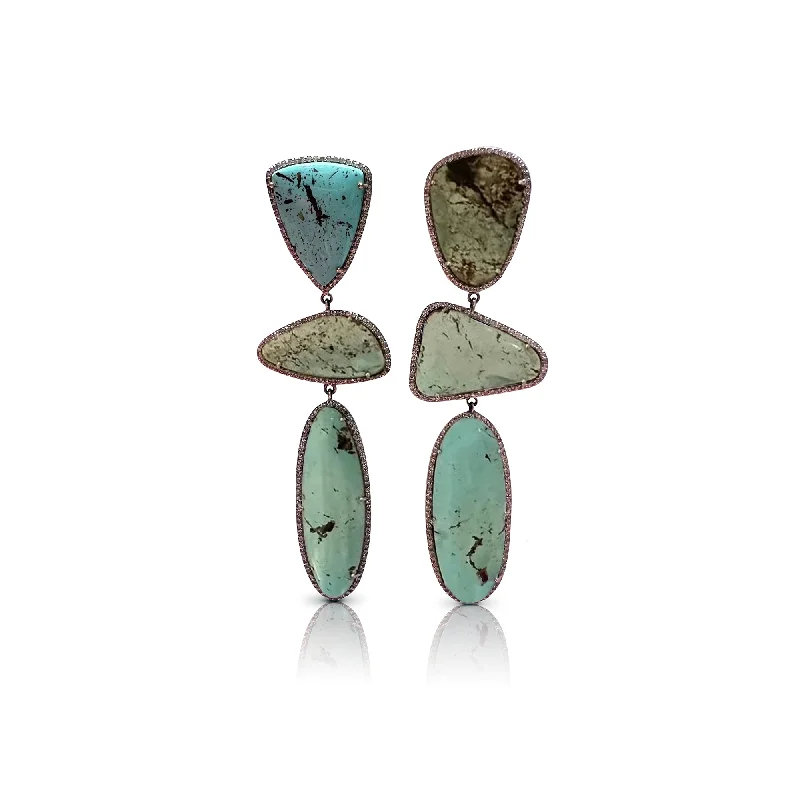 Fashion Drop Earrings for Trendy-14k Sonoran Turquoise Triple Drop Earrings