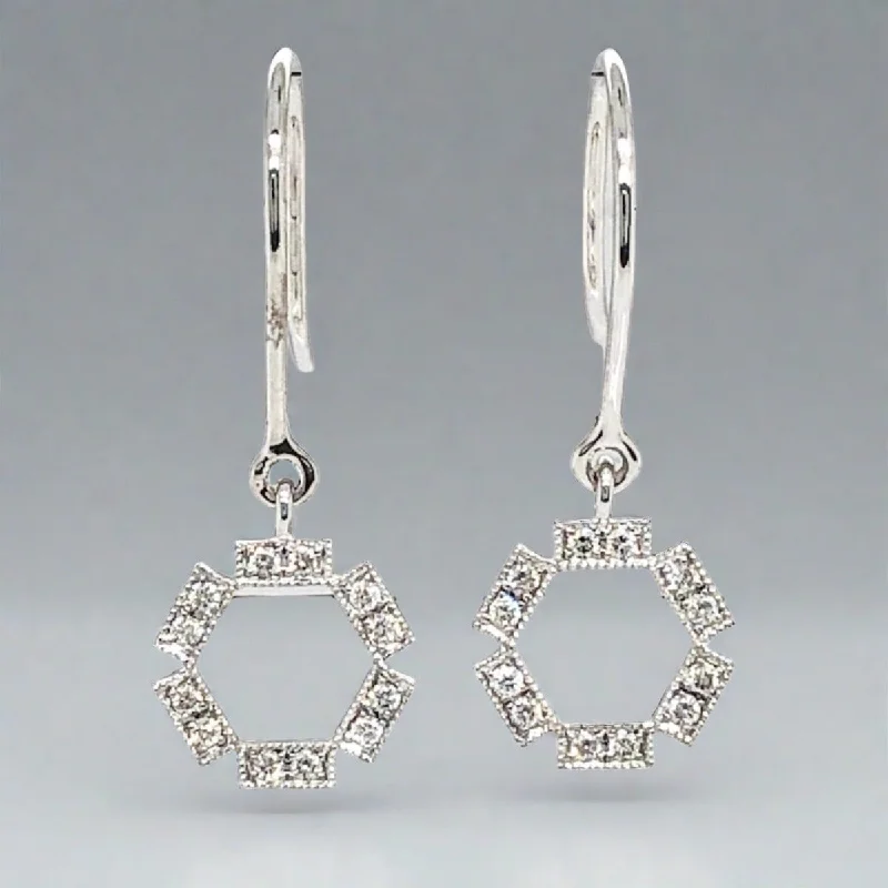 Vintage-Inspired Drop Earrings for Retro-14K W Gold 0.15cttw H/VS2 Diamond circle drop Earrings