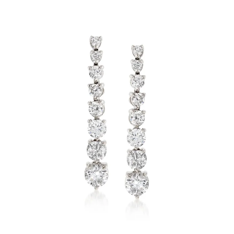 Gym Drop Earrings for Active-14K W Gold 2.15cttw Graduated Diamond Drop Earrings