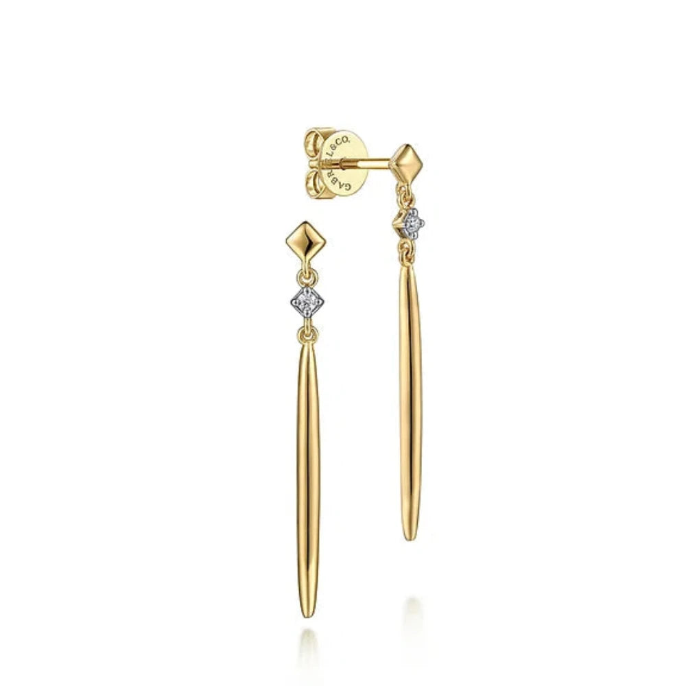 Modern Drop Earrings for Contemporary-14K Y Gold 0.04ctw Diamond Drop Earrings