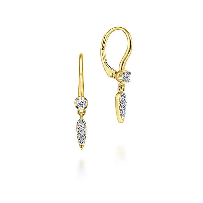 Party Drop Earrings for Glamorous-Gabriel & Co. Spiked Diamond Drop Earrings in 14K Yellow Gold