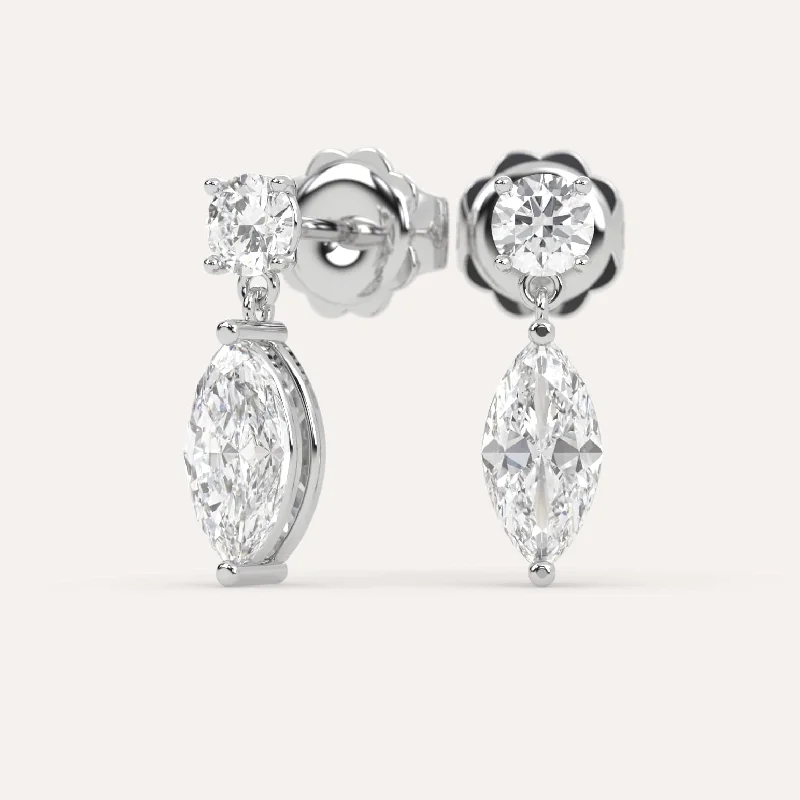 Large Drop Earrings for Statement-2 carat Marquise Diamond Drop Earrings