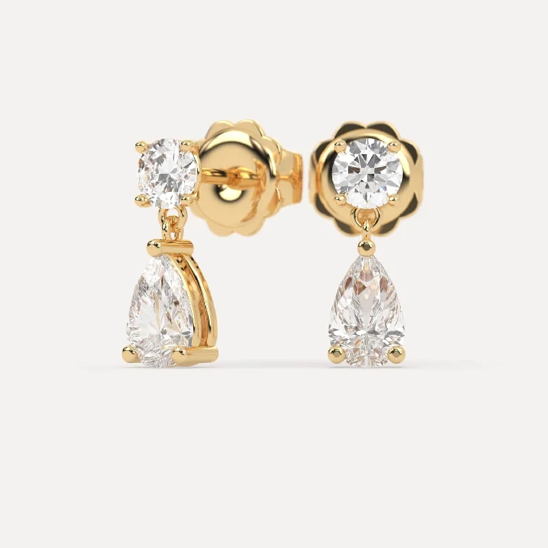 Casual Drop Earrings for Everyday-2 carat Pear Diamond Drop Earrings