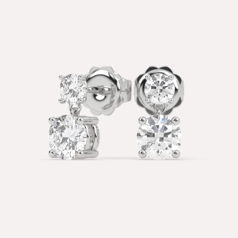 Structured Drop Earrings for Orderly-2 carat Round Diamond Drop Earrings