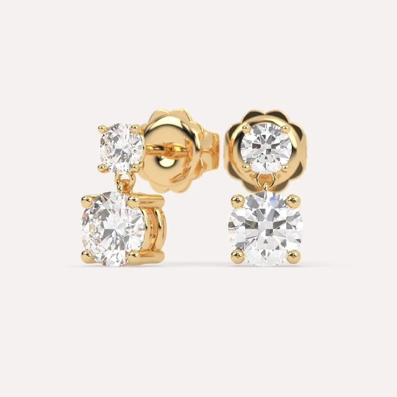 Maximalist Drop Earrings for Bold-2 carat Round Diamond Drop Earrings