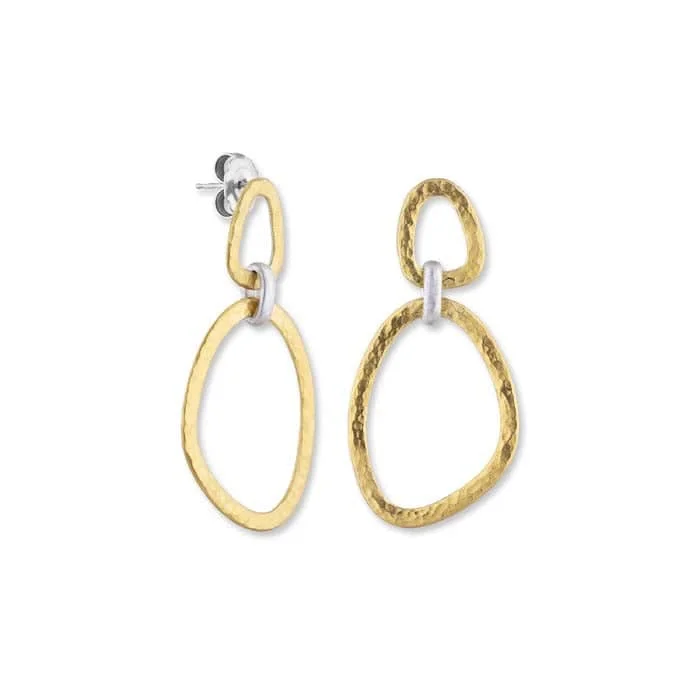 Silver Drop Earrings for Classic-Lika Behar Reflections Abstract Oval Drop Earrings in Sterling Silver and 24K Yellow Gold