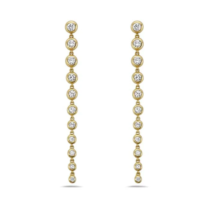 Handmade Drop Earrings for Artisanal-Charles Krypell Diamond Bezel Drop Earrings in 18K Yellow Gold