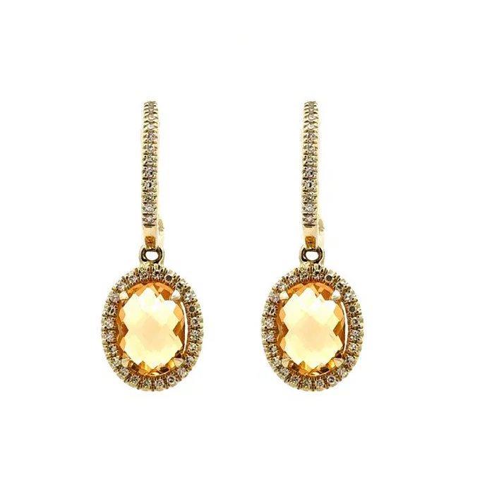 Coral Drop Earrings for Tropical-Mountz Collection Citrine and Diamond Drop Earrings in 14K Yellow Gold