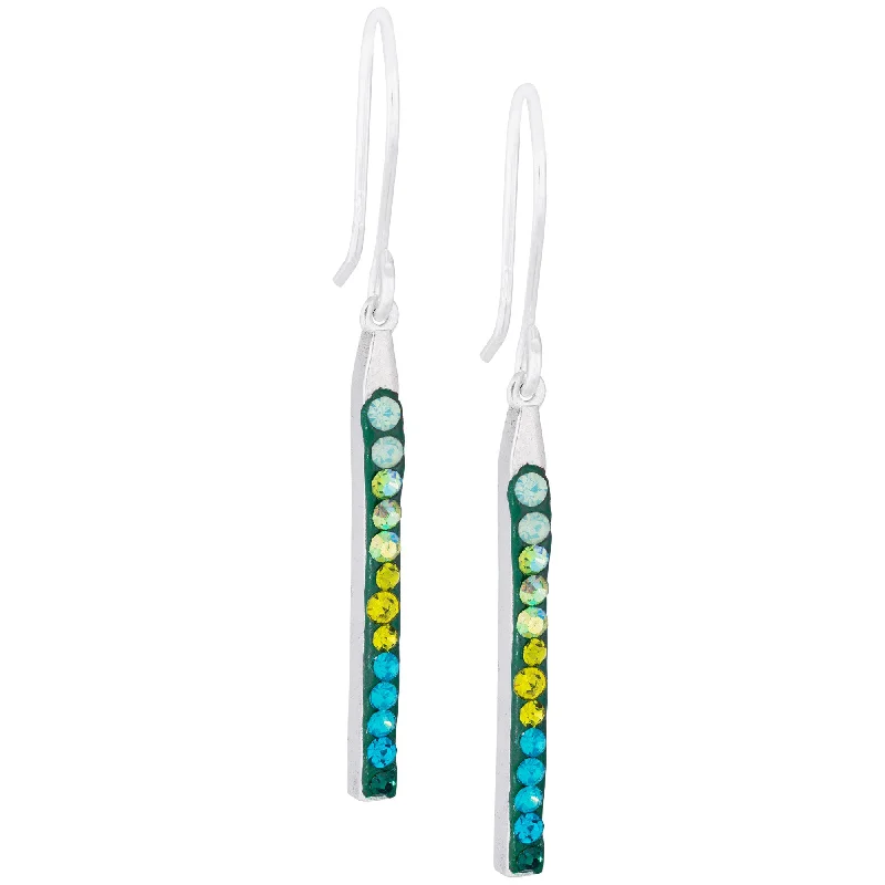 Patterned Drop Earrings for Interest-Rainbow Mosaic Crystal Drop Earrings