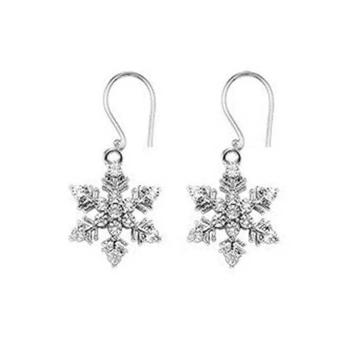 Industrial Drop Earrings for Steampunk-Mountz Collection Snowflake Diamond Drop Earrings in Sterling Silver