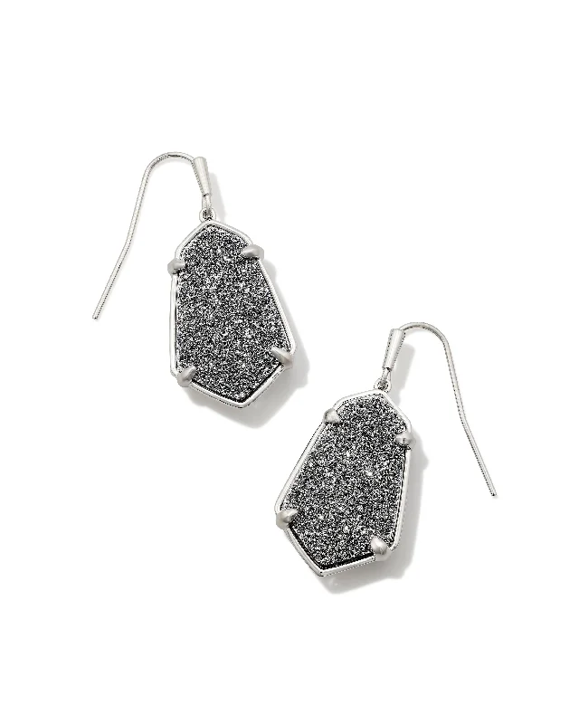 Branded Drop Earrings for Quality-Alexandria Rhodium Plated Drop Earrings in Platinum Drusy by Kendra Scott