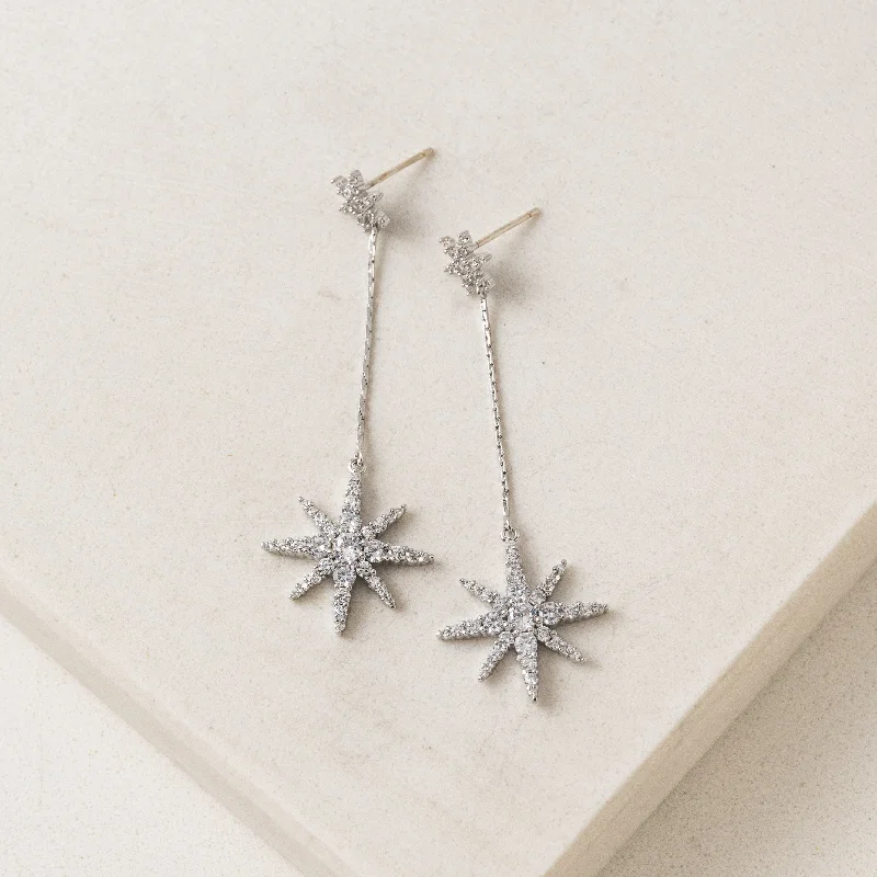 Coral Drop Earrings for Tropical-Aquila Star Drop Earrings Silver