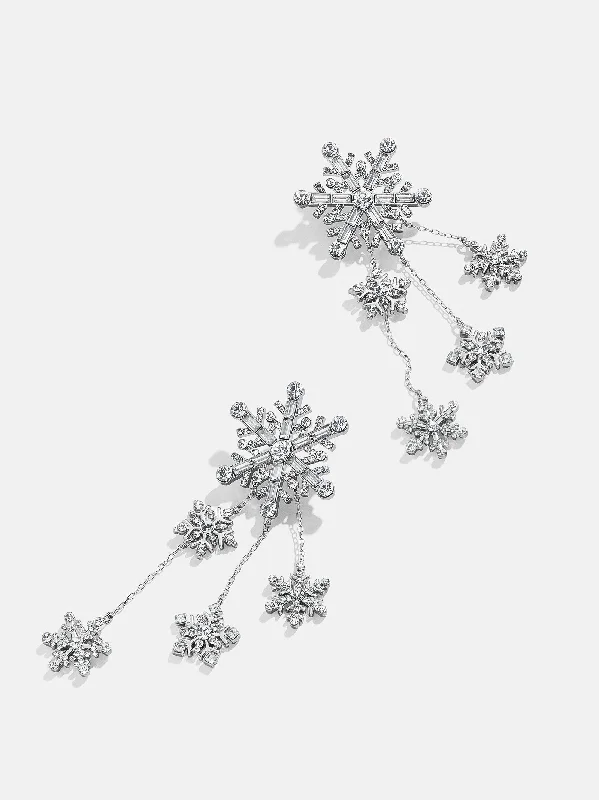 Heavy-Duty Drop Earrings for Durable-Best In Snow Earrings - Silver Snowflake Drop Earrings