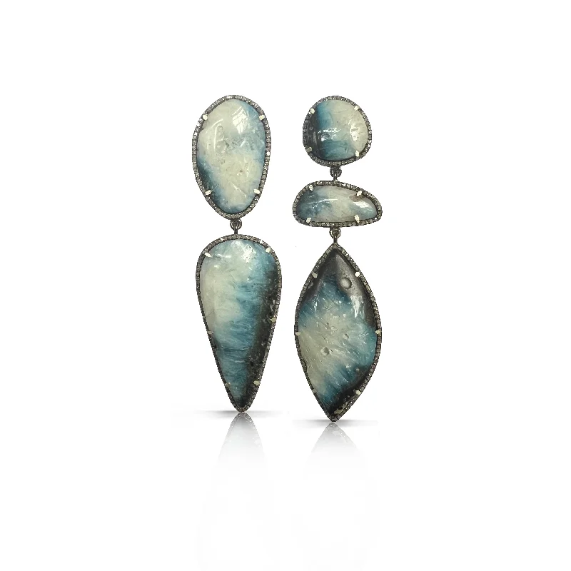 Trendy Drop Earrings for Fashion-Blue Ice Palm Stone Drop Earrings