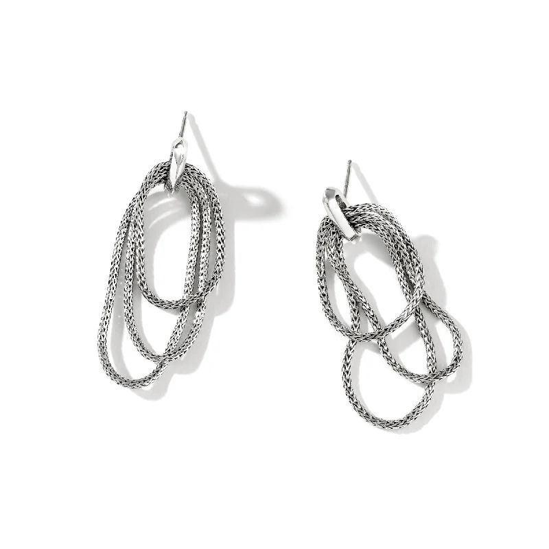 Square Drop Earrings for Modern-Essentials Silver Drop Earrings by John Hardy