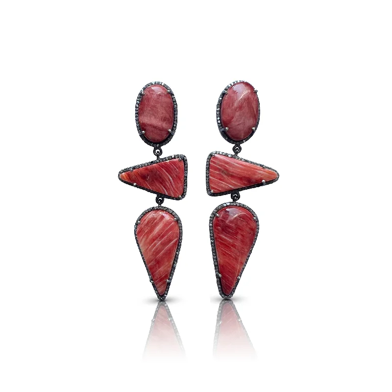 Beaded Drop Earrings for Decorative-Ombre Spiney Oyster Triple Drop Earrings 1