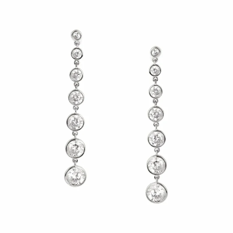 Jade Drop Earrings for Natural-Crislu Bezel Set Drop Earrings Finished in Pure Platinum