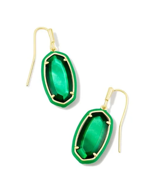 Sphalerite Drop Earrings for Unique-Dani Gold Plated Framed Drop Earrings in Emerald Illusion by Kendra Scott