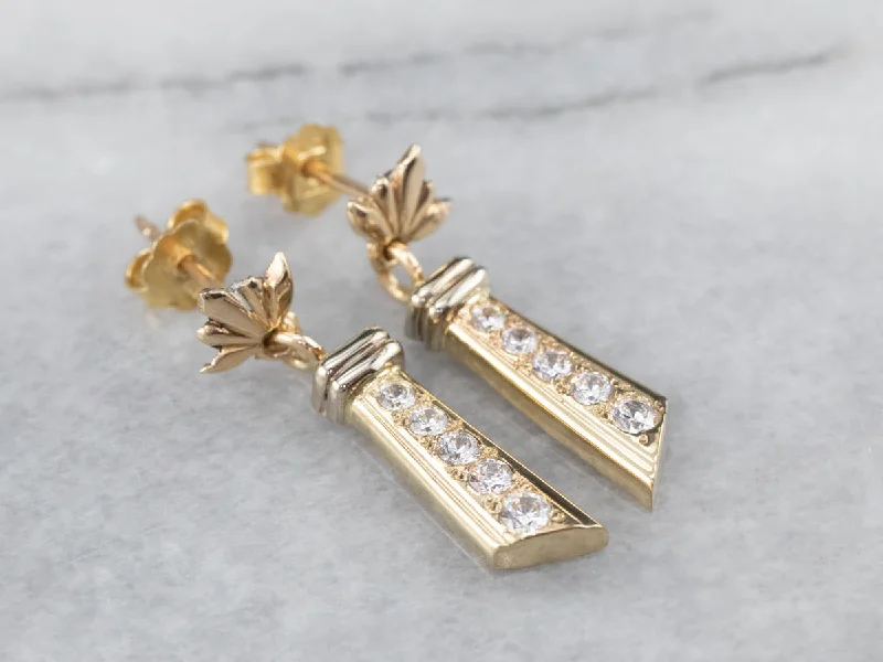 Gothic Drop Earrings for Dark-Diamond Gold Bar Drop Earrings