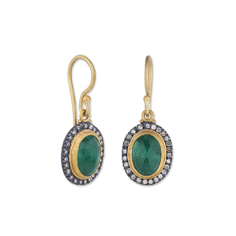 Diamond Drop Earrings for Sparkling-24K Emerald and Diamond Drop Earrings