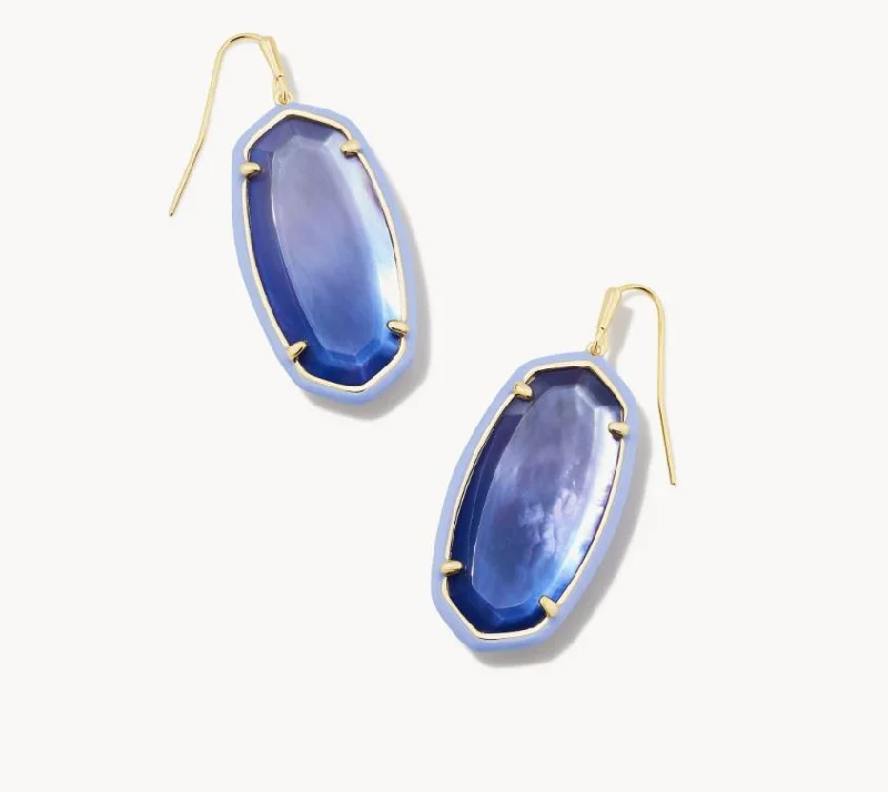 Retro Drop Earrings for Old-School-Elle Gold Plated Enamel Framed Drop Earrings in Dark Lavender Illusion by Kendra Scott