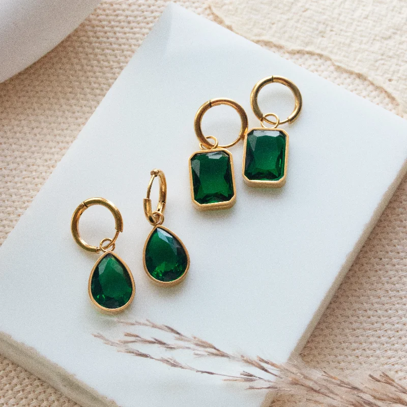 Crocheted Drop Earrings for Handmade-Mystical Emerald Drop Earrings