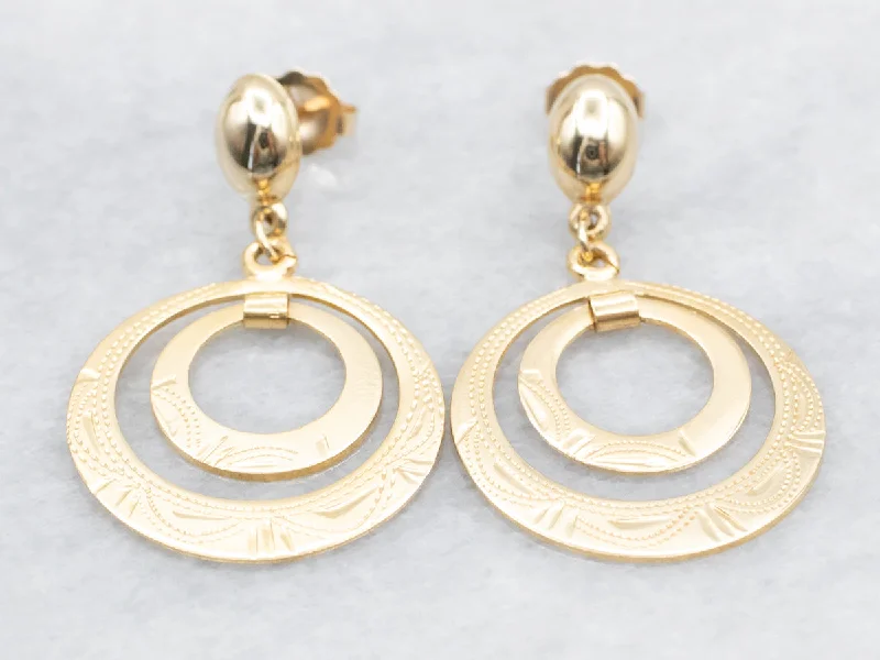 Jade Drop Earrings for Natural-Etched Gold Circle Drop Earrings