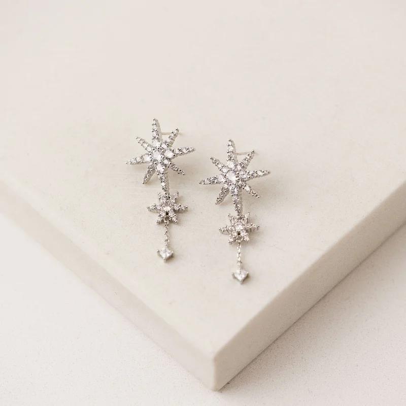 Iolite Drop Earrings for Blue-Etoile Star Drop Earrings Silver