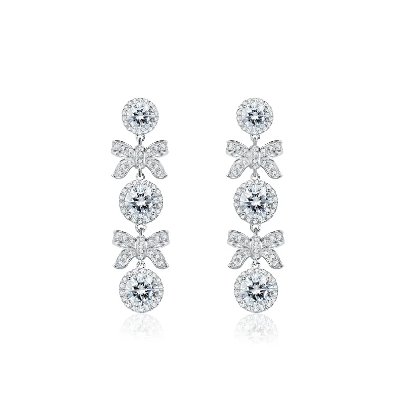 Embellished Drop Earrings for Fancy-"Bling Luxury" Sterling Silver Drop Earrings