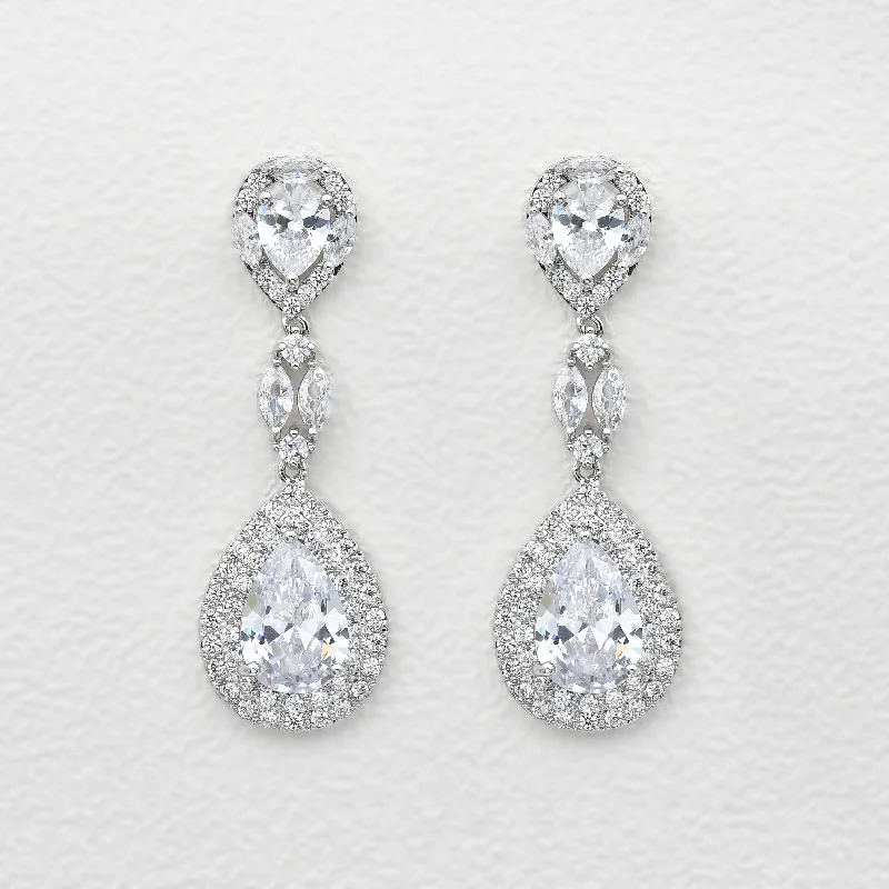 Beaded Drop Earrings for Decorative-Felicegals Stimulated Diamond Halo Drop Earrings