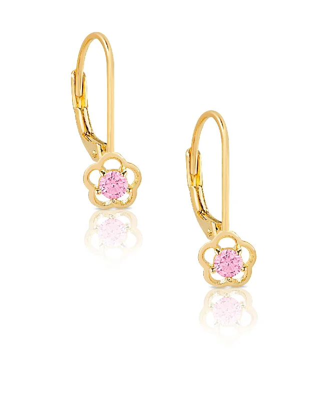 Free-Spirited Drop Earrings for Bohemian-Flower CZ Drop Earrings in 18K Gold over Sterling Silver