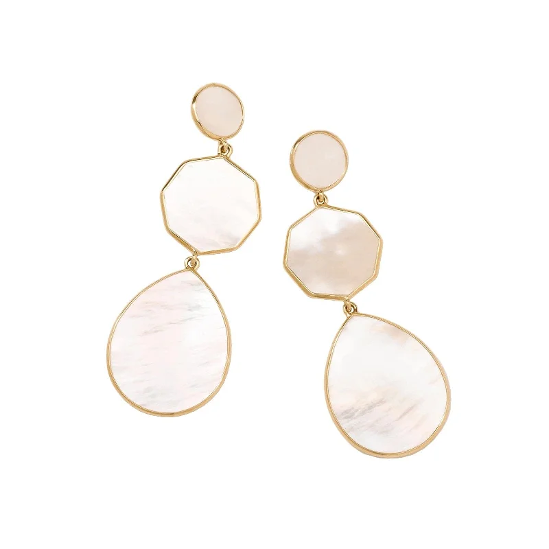 Engraved Drop Earrings for Personal-Crazy 8's 3-Stone Drop Earrings in Mother of Pearl