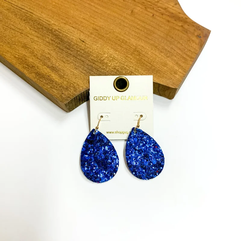 Vintage-Inspired Drop Earrings for Retro-Glitter Teardrop Earrings in Blue