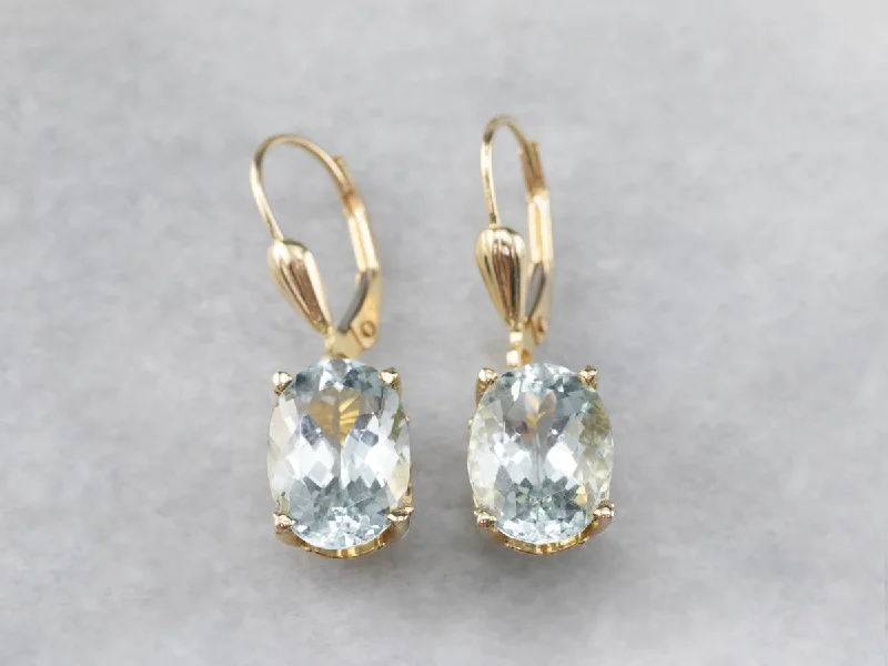 Vintage Drop Earrings for Nostalgic-Gold Aquamarine Drop Earrings