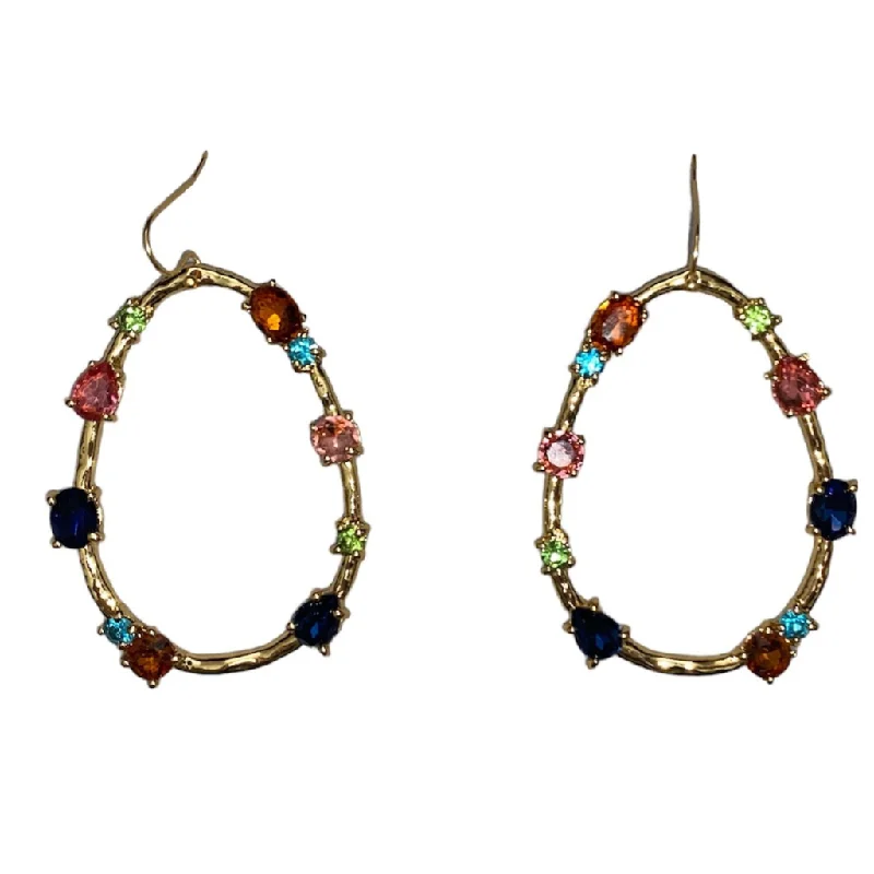 Beach Drop Earrings for Relaxed-Multicolored Gemstone Oval Drop Earrings