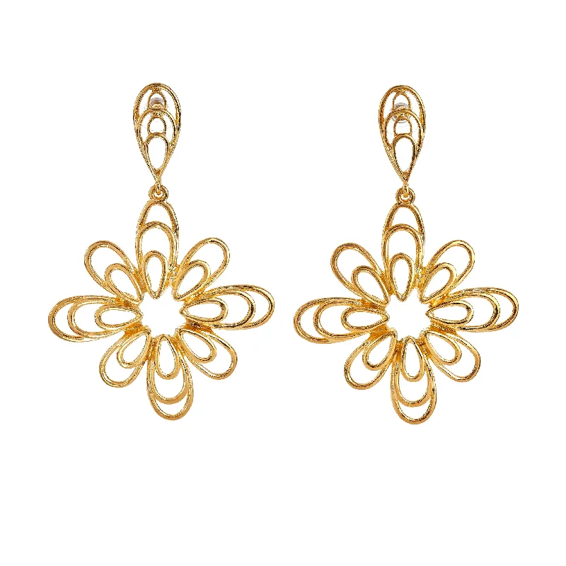 Adjustable Drop Earrings for Custom-Gold Flower Drop Earrings