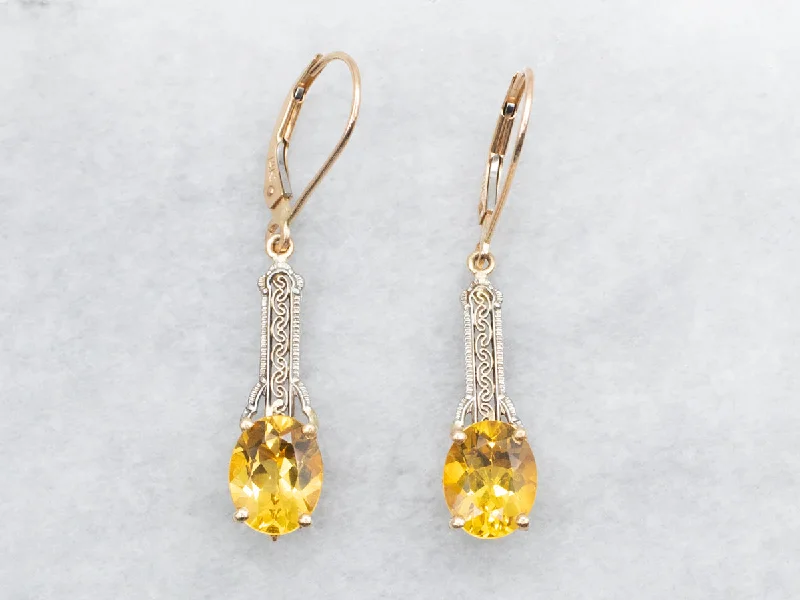 Amethyst Drop Earrings for Mysterious-Golden Beryl Drop Earrings