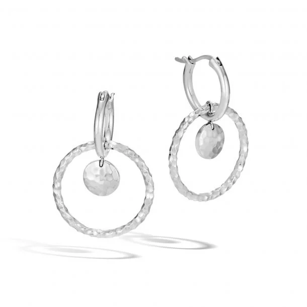 Iolite Drop Earrings for Blue-Essentials Dot Hammered Silver Interlink Drop Earrings by John Hardy