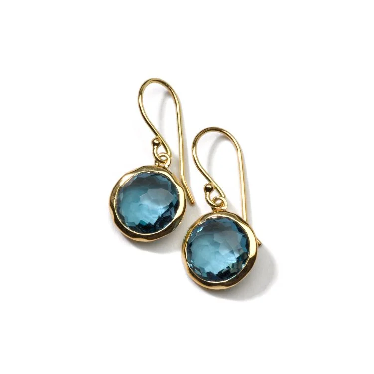 Padded Drop Earrings for Ear-18K Lollipop® Mini Drop Earrings in London Blue Topaz