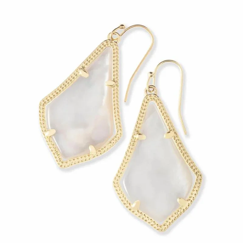 Gemstone Drop Earrings for Colorful-Kendra Scott | Alex Gold Drop Earrings in Ivory Pearl