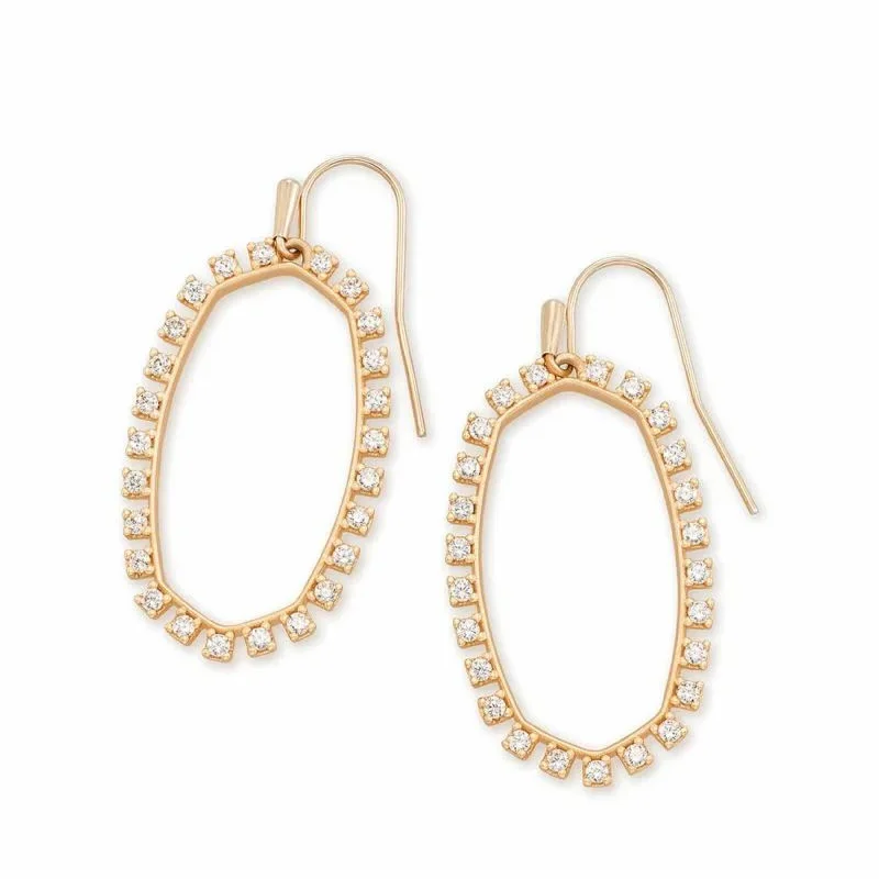 Waterproof Drop Earrings for Practical-Kendra Scott | Elle Open Frame Crystal Drop Earrings in Rose Gold