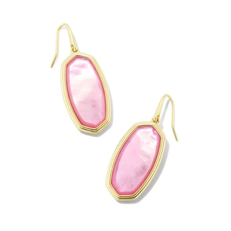 Pearl Drop Earrings for Elegant Look-Kendra Scott | Framed Elle Gold Drop Earrings in Peony Mother-of-Pearl